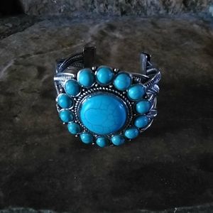 Silver and Turquoise Adjustable Bracelet